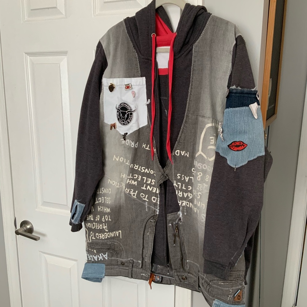 Denim/Grey Hoodie Hybrid Jacket
